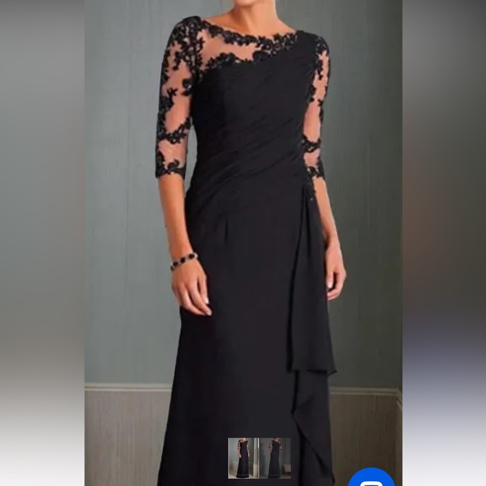 Elegant Black Lace Long Sleeve Evening Dress